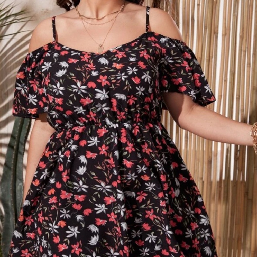Cold Shoulder Floral Dress